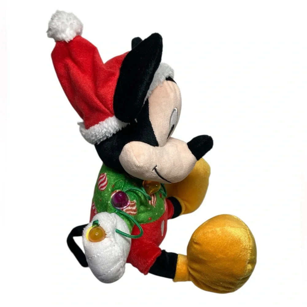 Disney Mickey Mouse Light Up Musical 10" Plush We Wish You Merry Christmas WORKS - Picture 5 of 12
